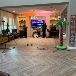 a dance floor with decorations