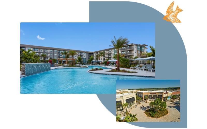 picture of a pool and a courtyard